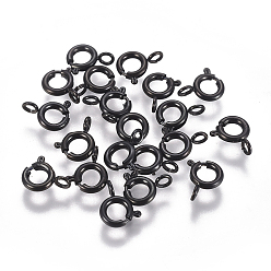 Черный 304 Застежки-кольца из нержавеющей стали с ионным покрытием (IP), электрофорез черный, 6x1.6 мм, отверстие : 1.6 мм