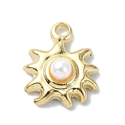 Doré  Alliage avec pendentifs en perles abs, fleur, or, 15x12x6mm, Trou: 2mm