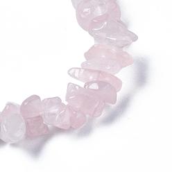 Rose Quartz Unisex Chip Natural Rose Quartz Beaded Stretch Bracelets, Inner Diameter: 1-3/4~2 inch(4.5~5cm)