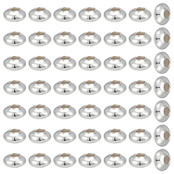 Серебро 925 стерлингов серебряные шарики Spacer, рондель, серебряные, 3x2 мм, отверстие : 1 мм, 80 шт