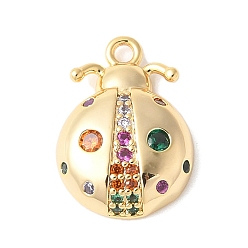 Настоящее золото 18K Латунные микро проложить кубического циркония подвески, жук прелести, стойки покрытие, прочное покрытие, без никеля , реальный 18 k позолоченный, 15x11x3.5 мм, отверстие : 1.4 мм