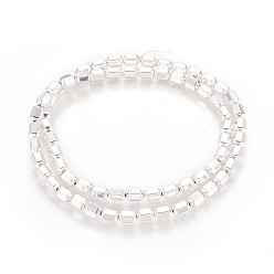 Silver Plated Electroplated Non-magnetic Synthetic Hematite Beads Strands, Long-Lasting Plated, Faceted Column, Silver Plated, 6x4mm, Hole: 0.5mm, about 68pcs/strand, 16.14 inch(41cm)