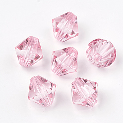 Pink Transparent Acrylic Beads, Bicone, Pink, 8x7.5mm, Hole: 2mm, about 2640pcs/500g