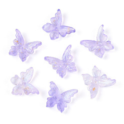 Лиловый Выпечка окрашенные стеклянные бусины, бабочка, с золотой порошок, два тона, сирень, 12~12.5x14x4.5~5 мм, отверстие : 1.2 мм, Около 1587 шт / 1000 г