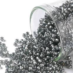 (1001) Dark Grey Silver Lined Semi Matte Toho runde Rocailles, japanische Rocailles, (1001) dunkelgrau silber gefüttert halbmatt, 11/0, 2.2 mm, Bohrung: 0.8 mm, über 1110pcs / Flasche, 10 g / Flasche