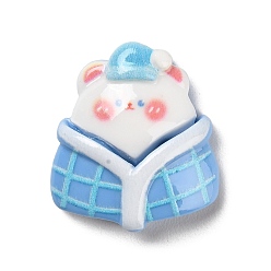 WhiteSmoke Opaque Resin Cabochons, Cartoon Sleeping Bear, WhiteSmoke, 24x21.5x7mm