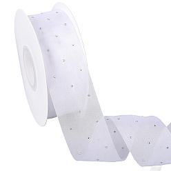 Белый Лента со стразами из искусственного шёлка, Лента с бахромой по краям для шитья, плоский, белые, 1-5/8 дюйм (40 мм)