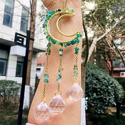 Морганит Металлические подвески со стеклянными украшениями, с морганитовым чипом, луна и слеза, 210~230 мм