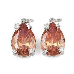 Оранжевый Кулон из циркония, слеза, стойки покрытие, без свинца и без кадмия, долговечный, платина, с целью перехода в кольце, оранжевые, 16x10x7 мм, отверстие : 3 мм