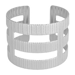 Нержавеющая Сталь Цвет Элегантные 304 браслеты-манжеты из нержавеющей стали для женщин, выдолбить, цвет нержавеющей стали, внутренний диаметр: 2-3/8 дюйм (6.1 см)