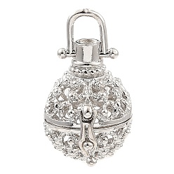 Платина Подвески в виде стойки из латуни с бусинами, для ожерелья, долговечный, круглые, платина, лоток : 16.5 мм, 31x20x18 мм, отверстие : 5.6x5.4 мм