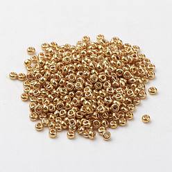 Goldenrod 8/0 Grade A Round Glass Seed Beads, Dyed, Goldenrod, 3x2mm, Hole: 1mm, about 10000pcs/pound