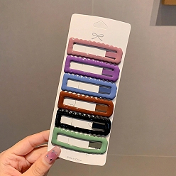 (52) Непрозрачная лаванда Сплав эмали зажимы для волос, прямоугольные, разноцветные, 69 мм, 6 шт / комплект