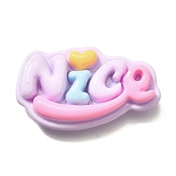 Слово Непрозрачные кабошоны из смолы, слово, лаванда, хороший, 20x34x6 мм