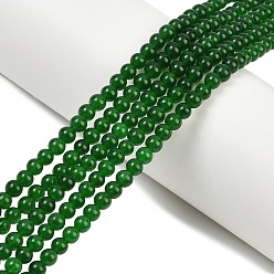 Темно-Зеленый Окрашенные натуральные белые нефритовые бусины, имитация нефрита из Малайзии, круглые, темно-зеленый, 4 мм, отверстие : 0.6 мм, около 90~91 шт / нитка, 14.96 дюйм (38 см)
