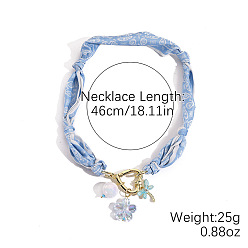 Васильковый Ожерелья-чокеры с кисточками из цветочного сплава, эмали, смолы, стекла и пластика, жемчуга и стразов, золотые, васильковый, 18.11 дюйм (46 см)