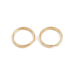 Настоящее золото 18K Латунные разрезные кольца, круглые, реальный 18 k позолоченный, 10.5x1.5 мм, внутренний диаметр: 8.8 мм