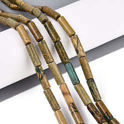 Природный Драгоценный Камень Нити бусин из натурального камня вердит, колонка, 5~13x4 мм, отверстие : 1 мм, около 29~30 шт / нитка, 14.96~15.16'' (38~38.5 см)