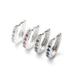 Mixed Color Rack Plating Brass Pave Cubic Zirconia Snap on Bails, Cadmium Free & Lead Free, Silver, Mixed Color, 11.5x9.5x2.5mm, Pin: 0.9mm