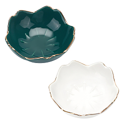 Mixed Color 2Pcs 2 Colors Porcelain Brush Holder, Chinese Brush Rests Brush Stands, Flower, Mixed Color, 70.5~71.5x31mm, Inner Diameter: 66.5mm, 1pc/color