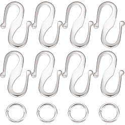 Посеребрённый 50шт латунные застежки-крючки, с 100 соединительными кольцами, долговечный, 925 серебро покрытием, 12x7.5x1 мм