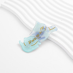 Голубой Заколки для волос типа «аллигатор» из ацетата целлюлозы для кошек, аксессуары для волос для женщин и девушек, голубой, 78x47 мм