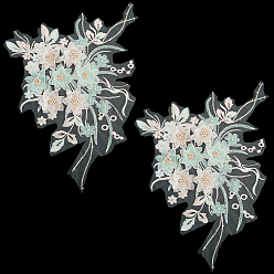 Аква Полиэстер, акрил, стразы, аппликация, вышивка, АБС-пайетки, на основе железа, цветок, вода, 400x290x5.5 мм