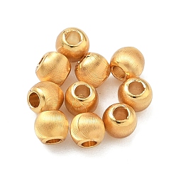 Настоящее золото 24K Латунные бусины, текстурированная круглая, стойки покрытие, долговечный, без кадмия и без свинца, реальный 24 k позолоченный, 3.7 мм, отверстие : 1.5 мм