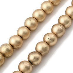 Коричневое Покрытие Гальванические нити из синтетических немагнитных гематитовых бусин, круглые, кофе покрытием, 8x7.5 мм, отверстие : 1.4 мм, около 53 шт / нитка, 15.65'' (39.75 см)