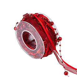 Красный 10 м полиэфирная лента, с абс бисера, для украшения дома, обивка, занавес, красные, 1/8 и 3/8 дюйм(4мм и 10мм), около 10.94 ярдов (10 м) / рулон