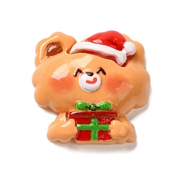 Медведь Рождественская серия милые непрозрачные смоляные декоден кабошоны, медведь, 24x24.5x8.5 мм