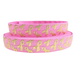 Hot Pink 50 Yards Flat Hot Stamping Ribbon Nylon Elastic Cord, Folding Stretchy Cord, for Garment Accessories, Hot Pink, 5/8 inch(15mm)