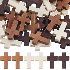 (52) Непрозрачная лаванда 48шт 3цвета деревянные подвески, крестик, разноцветные, 21~22x14~15x4~5 мм, отверстие : 1.8 мм, 16 шт / цвет