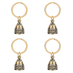 Античное Золото Брелок с рождественским латунным колокольчиком, с латунной фурнитурой , античное золото , 5.2 см