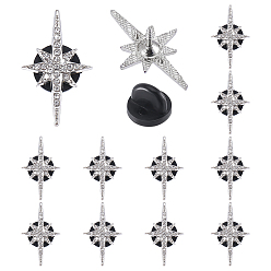 Platine 12 Pièces de fermoirs à clip en alliage pavé de strass en forme d'étoile pour vêtements, avec couvercle en silicone, platine, 25x15mm