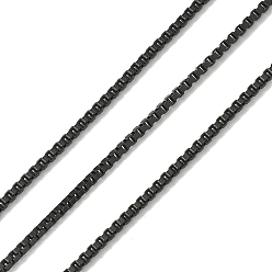 Черный Ионное покрытие (IP) 304 венецианские цепи из нержавеющей стали, коробчатые цепи, с катушкой, несварные, для изготовления ювелирных изделий, чёрные, 1.5x1.5 мм, около 32.81 футов (10 м) / рулон
