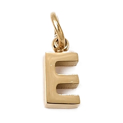 Letter E 304 Edelstahl Reize, Brief Reize, poliert, Ionenbeschichtung (ip), echt 18 k vergoldet, Buchstabe e, 8x4x2 mm, Bohrung: 2.5 mm
