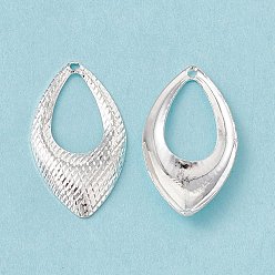 925 Sterling Silver Plated Brass Pendants, Cadmium Free & Lead Free, Teardrop Charm, 925 Sterling Silver Plated, 23.5x13x2mm, Hole: 1mm
