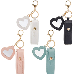 (52) Непрозрачная лаванда 4 шт 4 цвета pu кожаный мешочек для хранения помады, с кольцом для ключей из сплава и застежками из сплава, прямоугольные, разноцветные, 160 мм, 1 шт / цвет