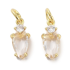 Прозрачный Латунные микро проложить кубического циркония прелести, без кадмия, без никеля и без свинца, с целью перехода в кольце, сердце, реальный 18 k позолоченный, прозрачные, 13x6x3 мм, отверстие : 3 мм