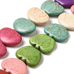 Разноцветный Синтетические бусины, окрашенные в бирюзовый цвет, яблоко, красочный, 19.5x26x6.5 мм, отверстие : 1.5 мм, около 21 шт / нитка, 16.34'' (41.5 см)