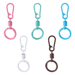 (52) Непрозрачная лаванда 5 шт. окрашенного распылением стального пружинного затворного кольца, разноцветные, 85x29.5~30x9.2~10 мм