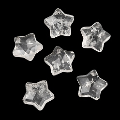Cristal de cuarzo Colgantes de cristal de cuarzo naturales, dijes de estrella facetada de cristal de roca, 14~15x14~15x5.5~6.5 mm, agujero: 0.8 mm