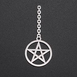 Нержавеющая Сталь Цвет Не тускнеющие 201 подвески из нержавеющей стали, лазерная резка, звонить звездочкой, цвет нержавеющей стали, 48x20.5x1 мм, отверстие : 0.8 мм