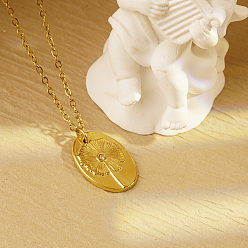 Золотой Модные 304 ожерелья из нержавеющей стали с подвеской в виде овала и листьев лотоса для ежедневного ношения у женщин., золотые, 17.72 дюйм (45 см)