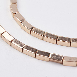 Light Gold Plated Non-magnetic Synthetic Hematite Beads Strands, Rectangle, Light Gold Plated, 4x2x2mm, Hole: 0.5mm, about 102pcs/strand, 15.7 inch
