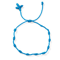 Озёрно--синий Богемные плетеные нейлоновые браслеты с узлами, регулируемые браслеты для женщин мужчин, Плут синий, регулируемый