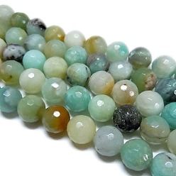 Flower Amazonite Натуральный цветок амазонитовые бусины, граненые, круглые, 6 мм, отверстие : 1 мм, около 59~61шт/прядь, 14.5 дюйм