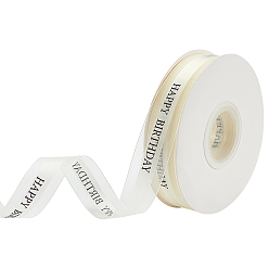 (404) Непрозрачное AB Кислое яблоко Полиэстеровые ленты с днем рождения, для украшения дома на вечеринку, цветочный белый, 7/8 дюйм (23 мм), около 45.00 ярдов (41.15 м) / рулон