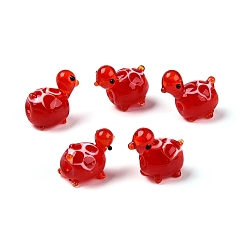 Красный Бусы лэмпворк ручной работы, черепаха с цветком, красные, 15~18x15~18x11~12.5 мм, отверстие : 1.2~1.8 мм, около 30~35 шт / нитка, 15.35~17.52 дюйм (39~44.5 см)